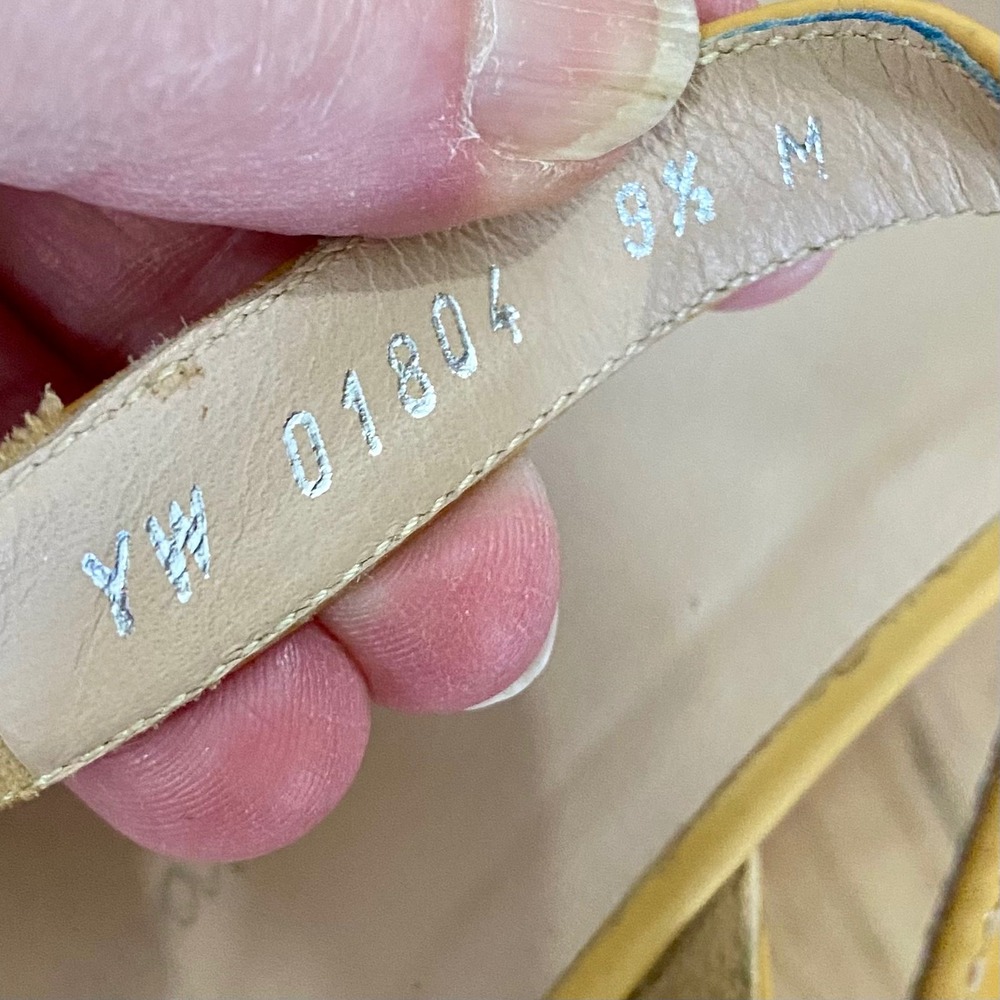 Salvatore Ferragamo Yellow Patent Leather Wedge Sandals Womens 9.5 Italy READ* - Picture 11 of 15